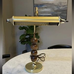 Mid century modern Brass And Wood Vintage Reese Piano Lamp Bankers Desk  Lamp.